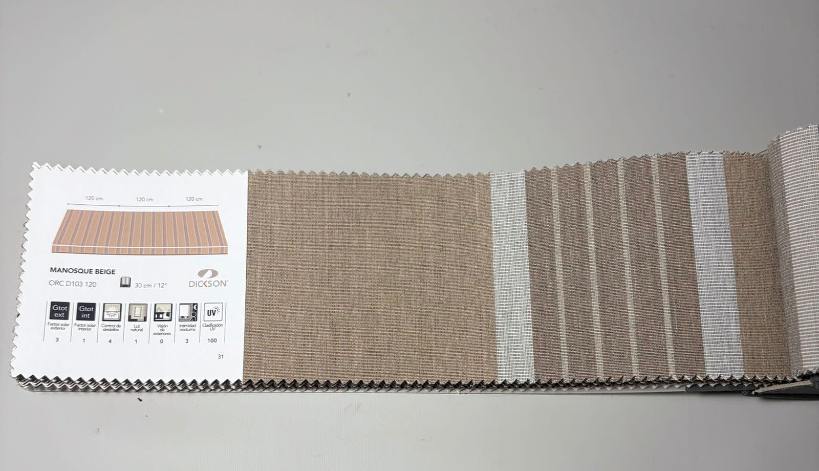 muestra de lona rayada